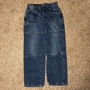 BoohooMAN High-Waisted Dark Wash Denim Skater Jeans